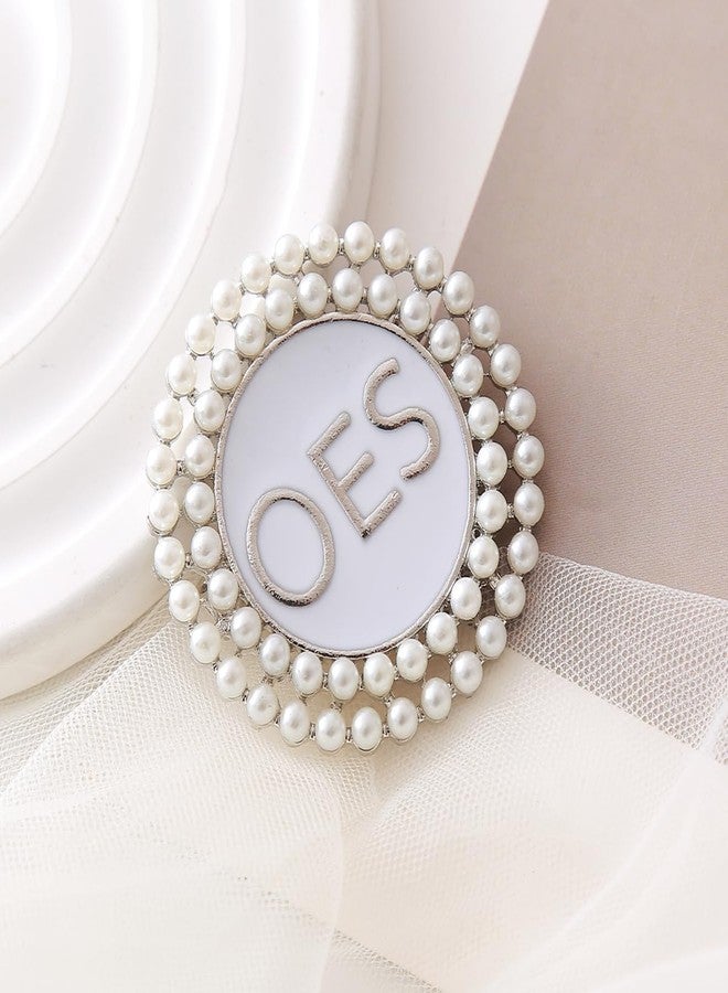 HUSURU OES Pearl Brooch Order Of The Eastern Star Sorority Letters Social Club Jewelry Gifts For Women - Image 4